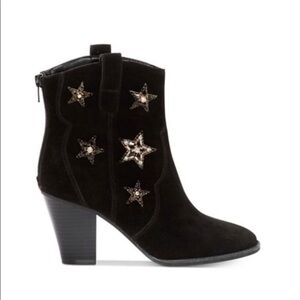 Anna Sui X Inc Women's Black Suede Bling Stars Rock Ankle Boots Sz 8.5